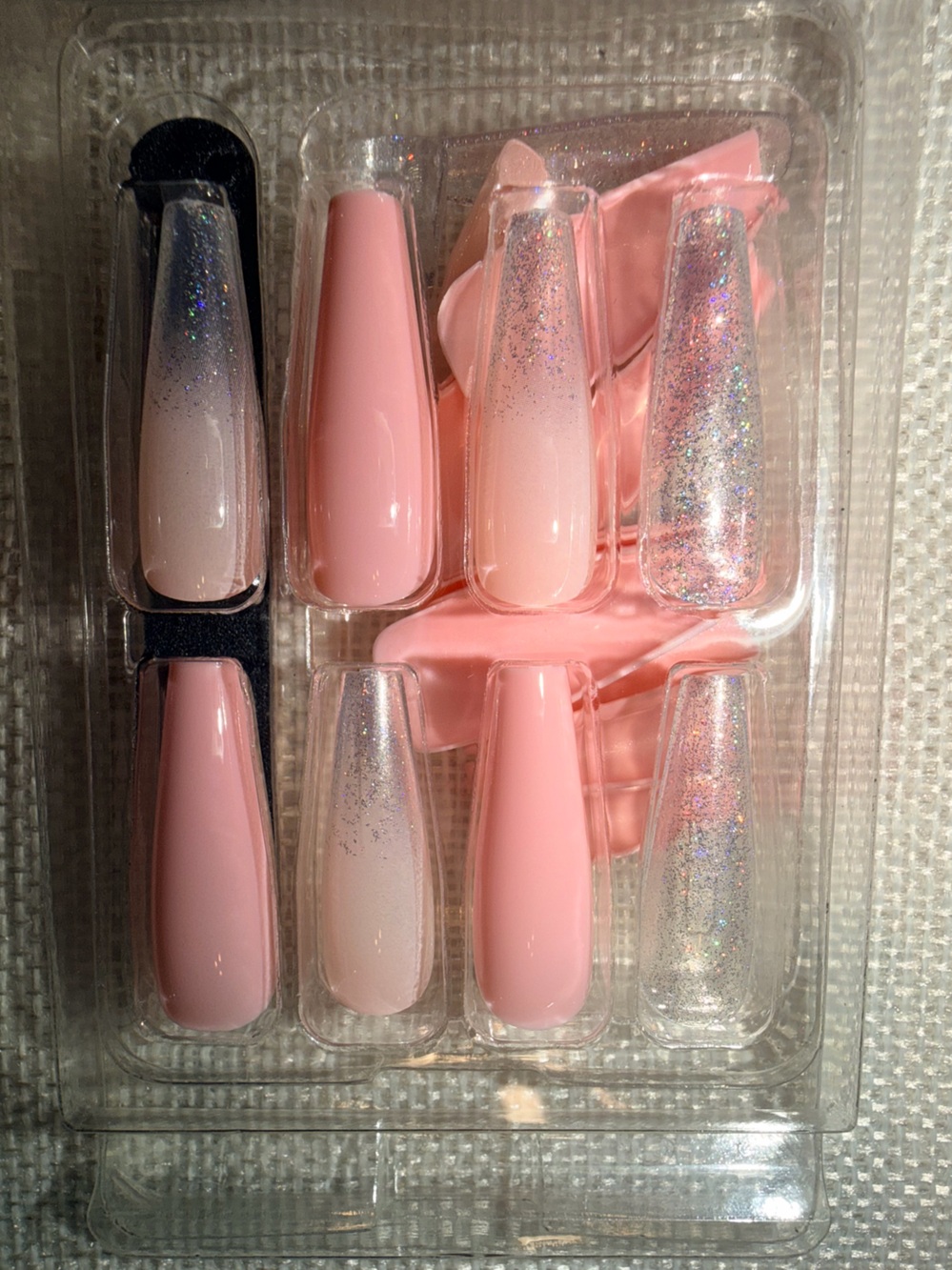 Pink & Silver Press-On Nails